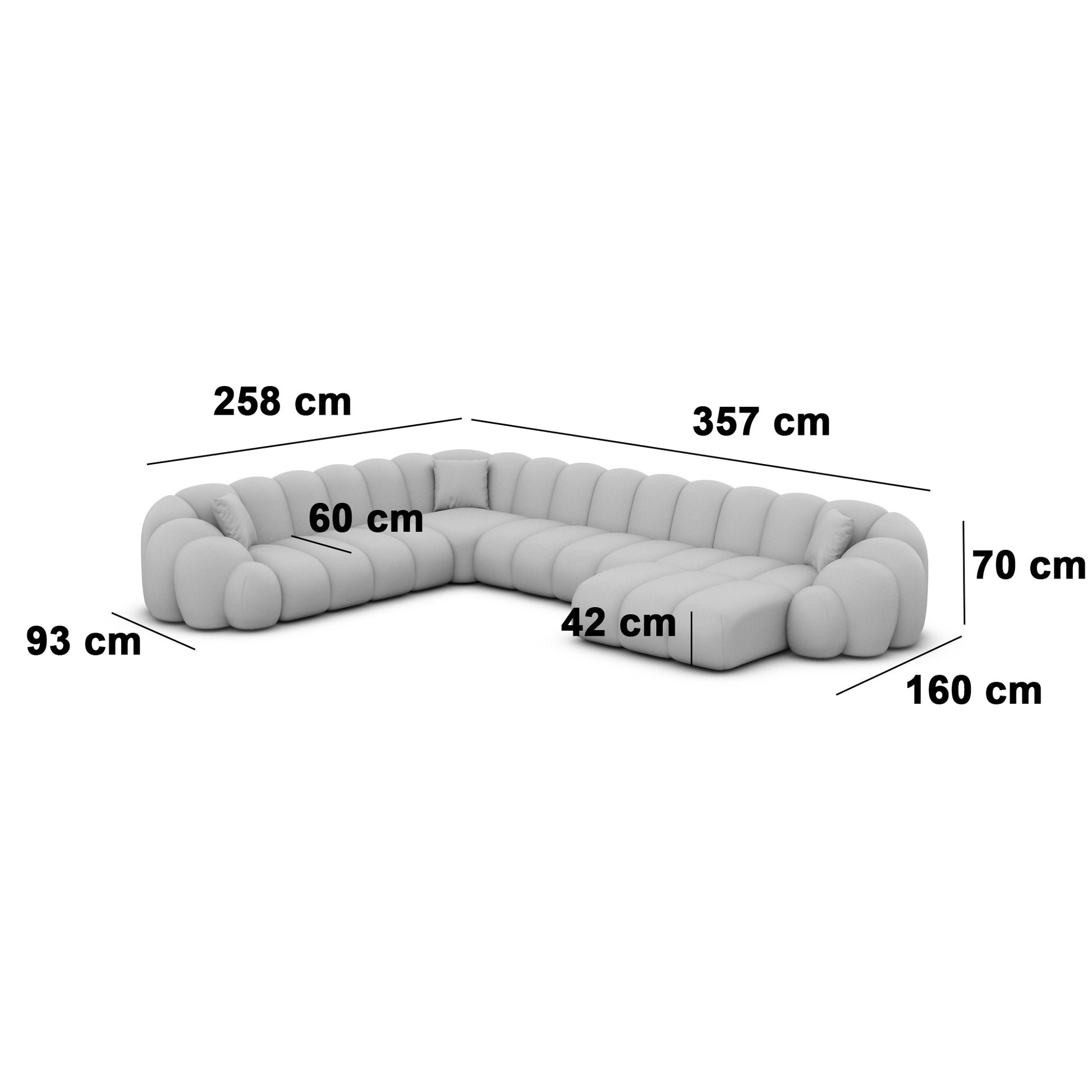 
7-Sitzer Design Echtleder Panorama-Sofa „Solea XXL“ - Echtleder Beige / Lange Seite links