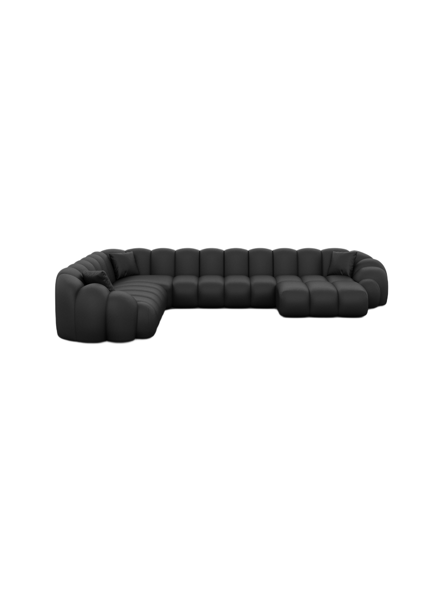 
7-Sitzer Design Echtleder Panorama-Sofa „Solea XXL“ - Echtleder Beige / Lange Seite links