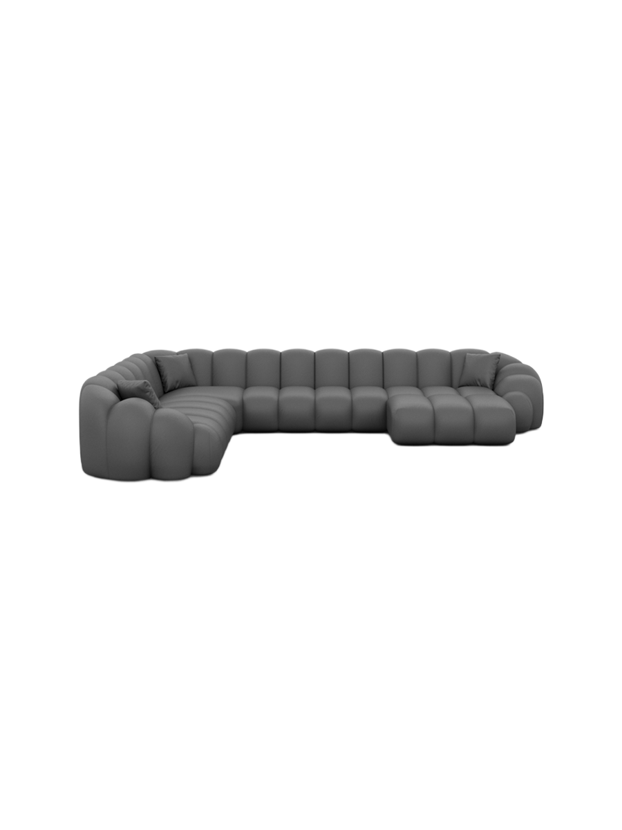 
7-Sitzer Design Echtleder Panorama-Sofa „Solea XXL“ - Echtleder Beige / Lange Seite links