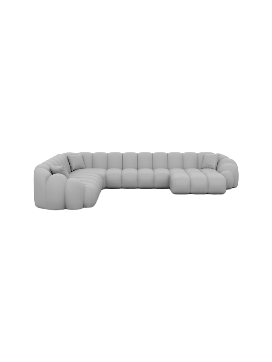 
7-Sitzer Design Echtleder Panorama-Sofa „Solea XXL“ - Echtleder Beige / Lange Seite links