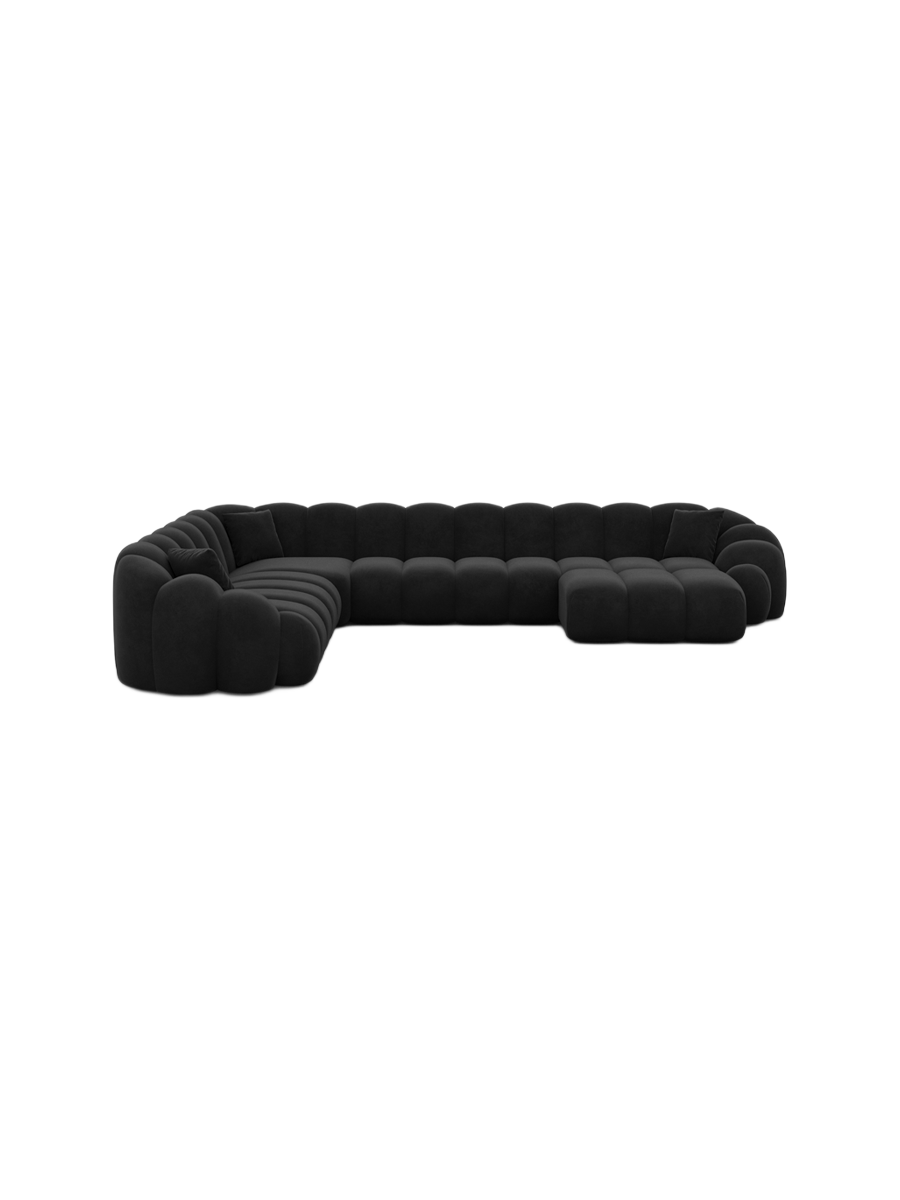 
7-Sitzer Design Panorama-Sofa „Solea XXL“ mit Samtbezug - Samtbezug Königsblau / Lange Seite links