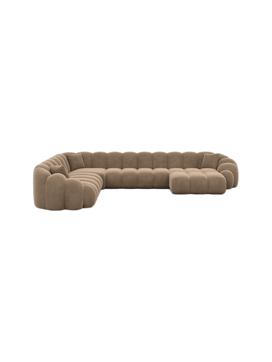 
7-Sitzer Design Panorama-Sofa „Solea XXL“ mit Samtbezug - Samtbezug Königsblau / Lange Seite links