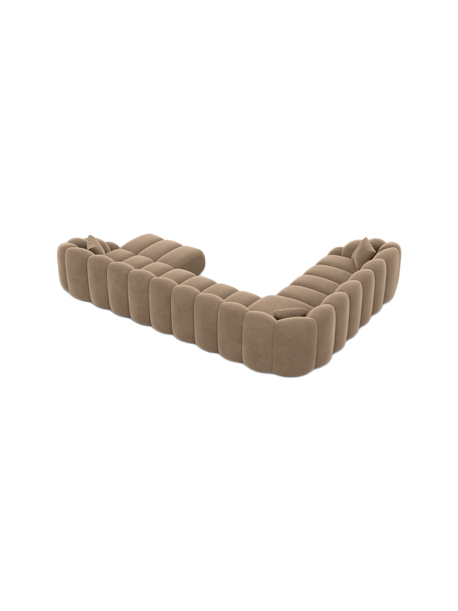 
7-Sitzer Design Panorama-Sofa „Solea XXL“ mit Samtbezug - Samtbezug Braun / Lange Seite links