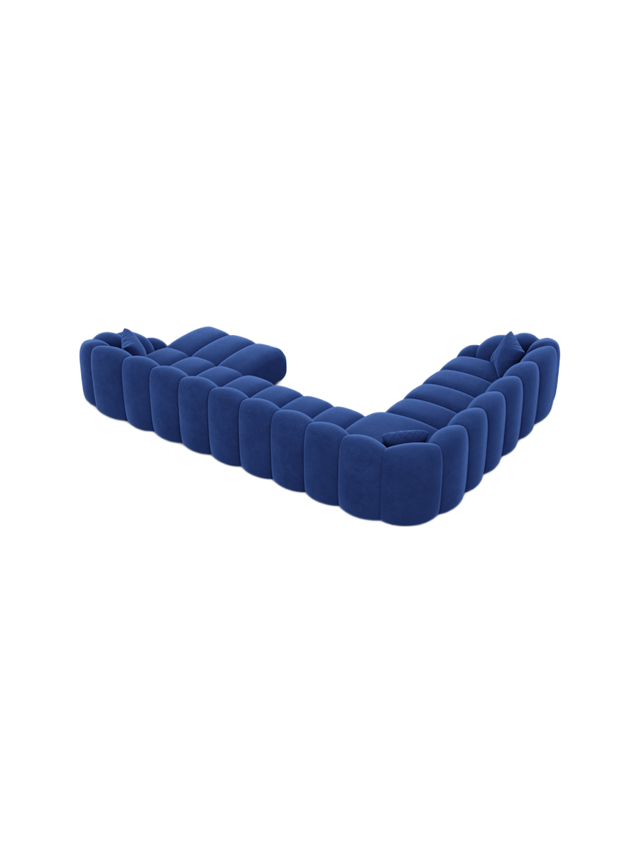 
7-Sitzer Design Panorama-Sofa „Solea XXL“ mit Samtbezug - Samtbezug Königsblau / Lange Seite links