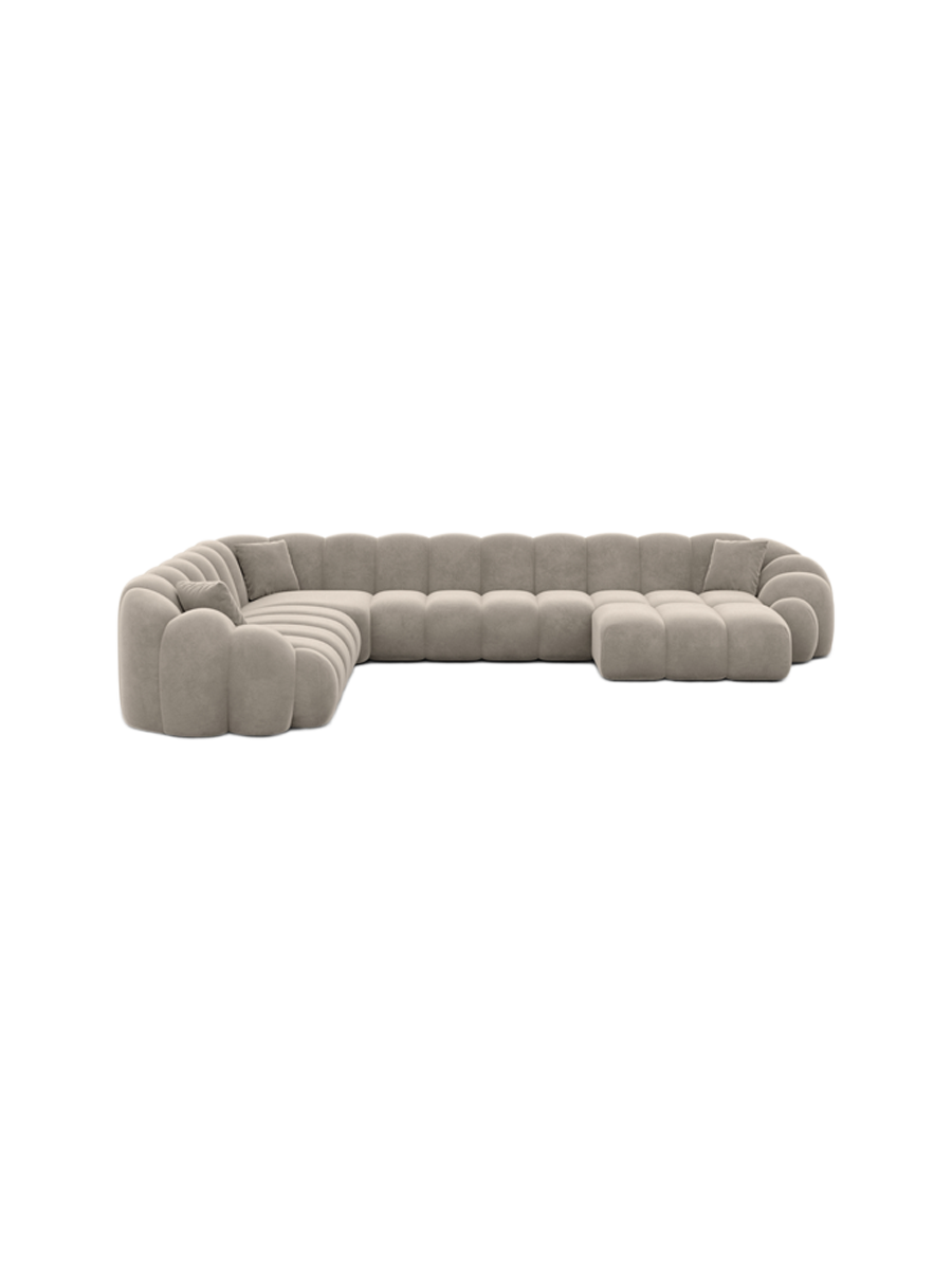 
7-Sitzer Design Panorama-Sofa „Solea XXL“ mit Samtbezug - Samtbezug Königsblau / Lange Seite links