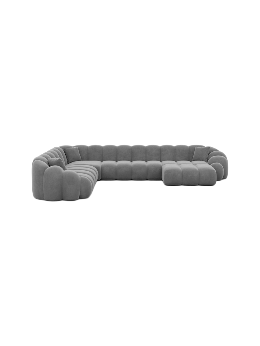 
7-Sitzer Design Panorama-Sofa „Solea XXL“ mit Samtbezug - Samtbezug Königsblau / Lange Seite links