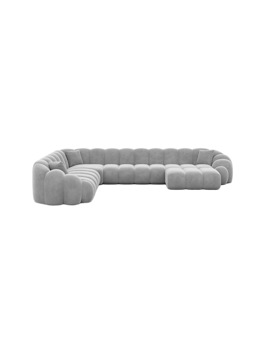 
7-Sitzer Design Panorama-Sofa „Solea XXL“ mit Samtbezug - Samtbezug Königsblau / Lange Seite links