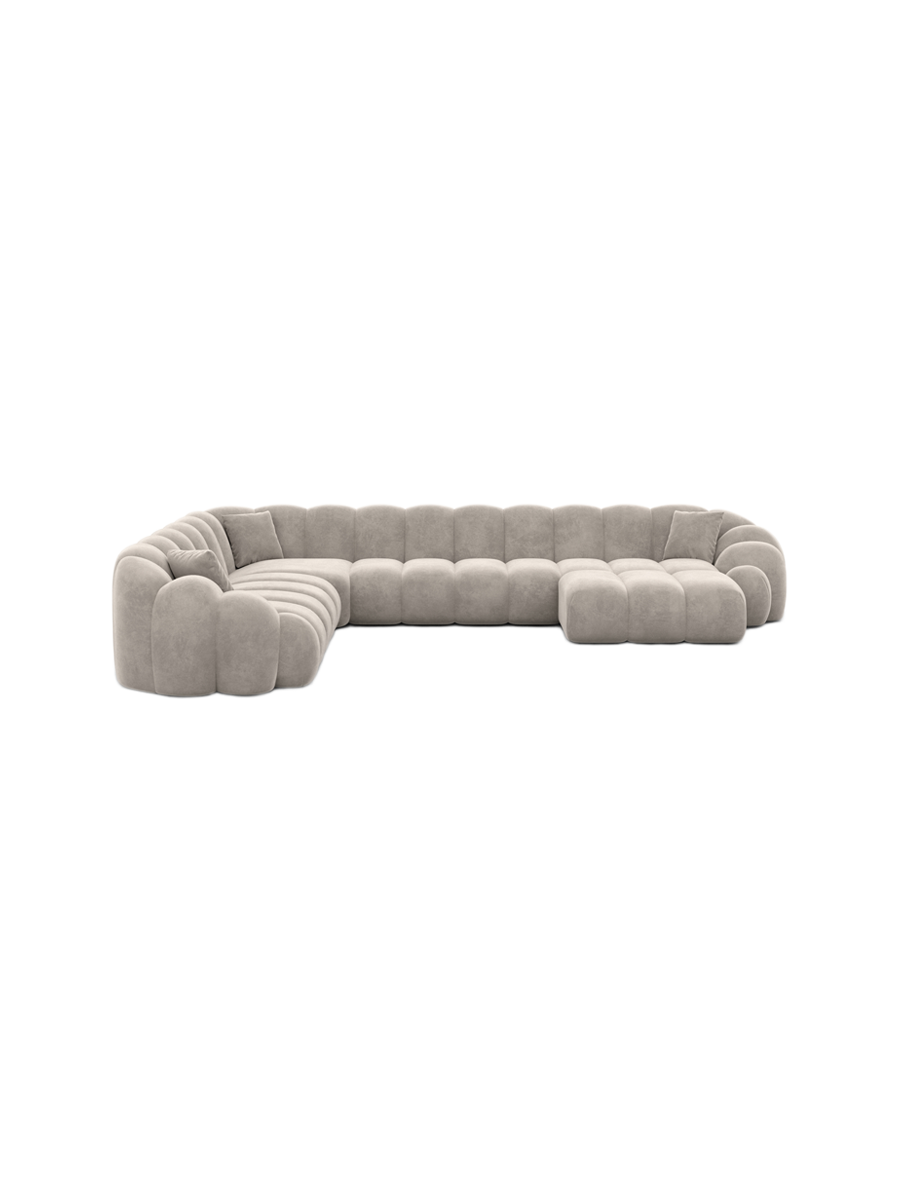 
7-Sitzer Design Panorama-Sofa „Solea XXL“ mit Samtbezug - Samtbezug Königsblau / Lange Seite links