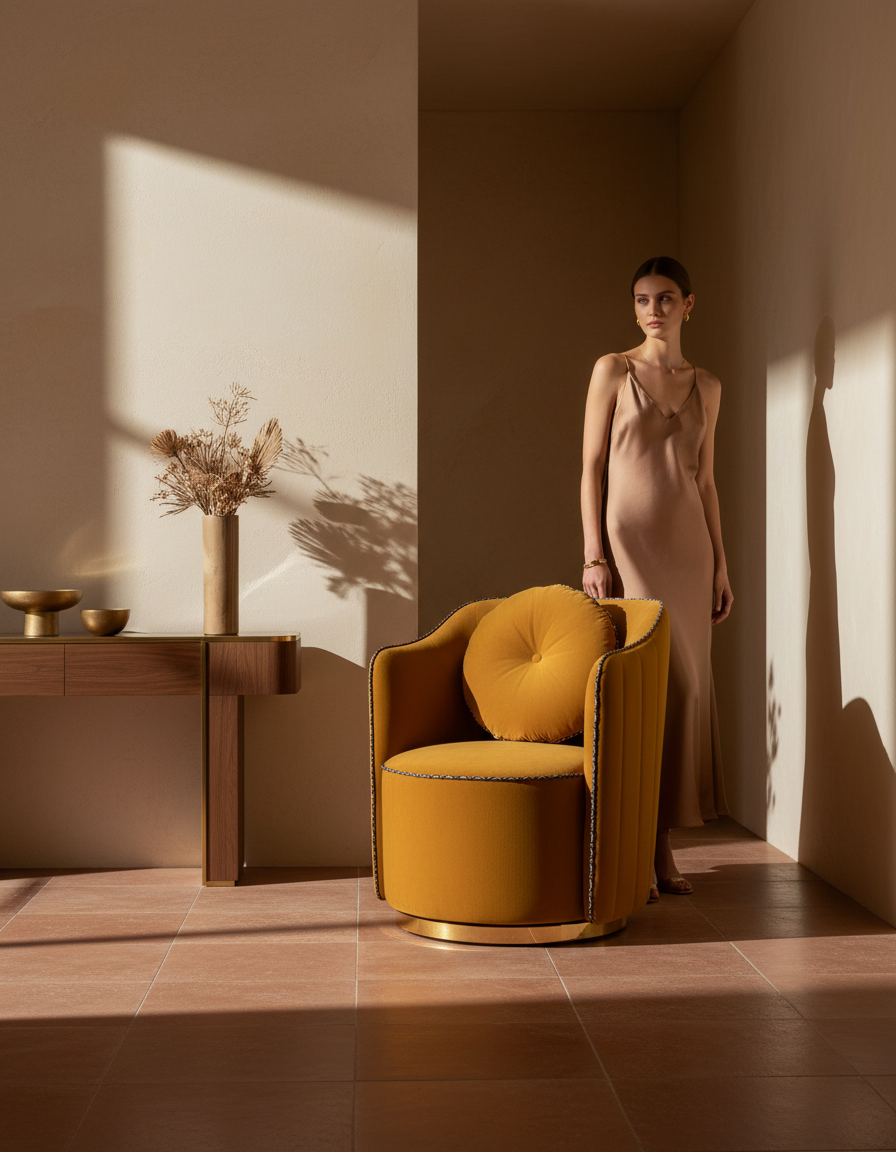 
Swivel Design Armchair "Sassy Granny" - Ochre