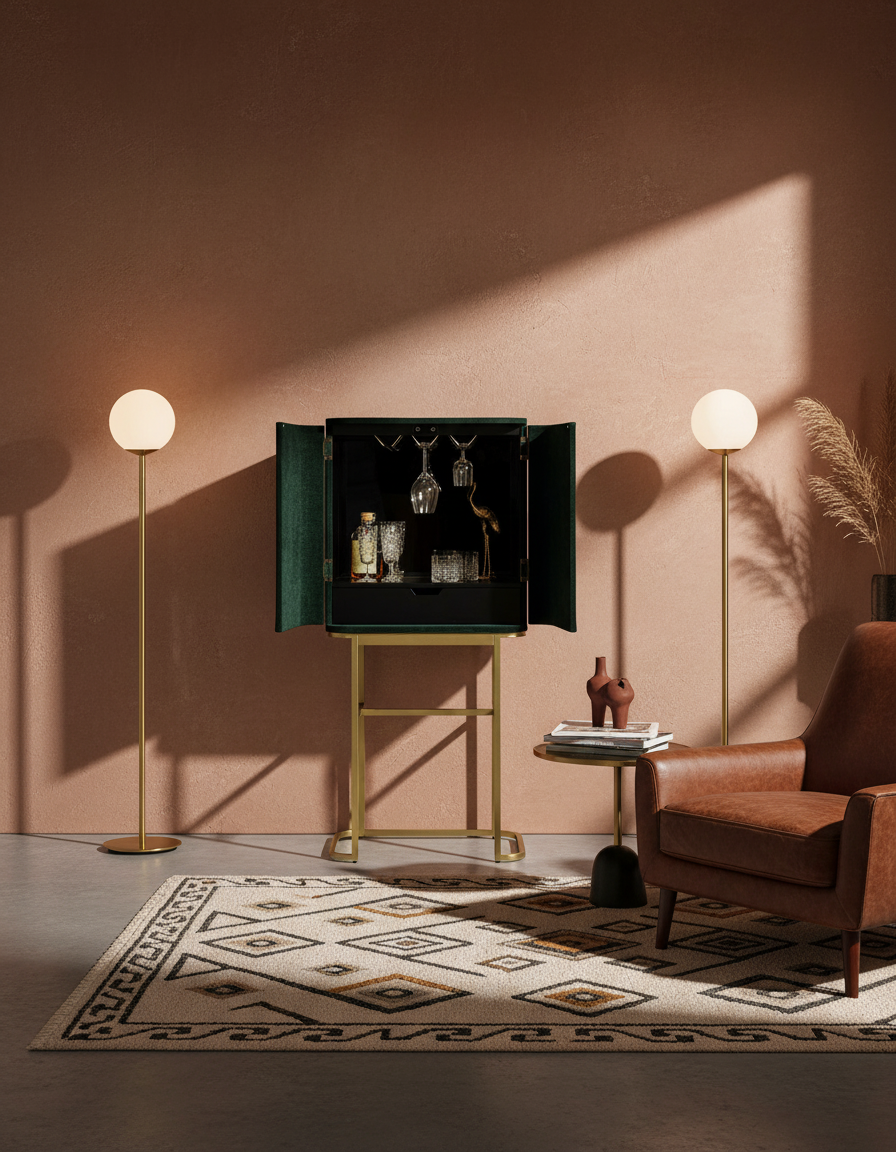 
"Ava Morgana" Bar Cabinet Design - Velvet Green