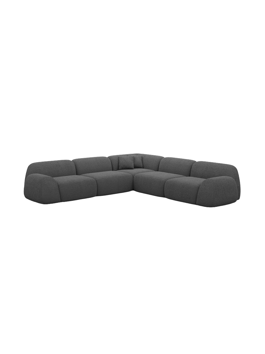 
5-seater designer corner sofa “Lumera” with bouclé upholstery - Bouclé Graphite