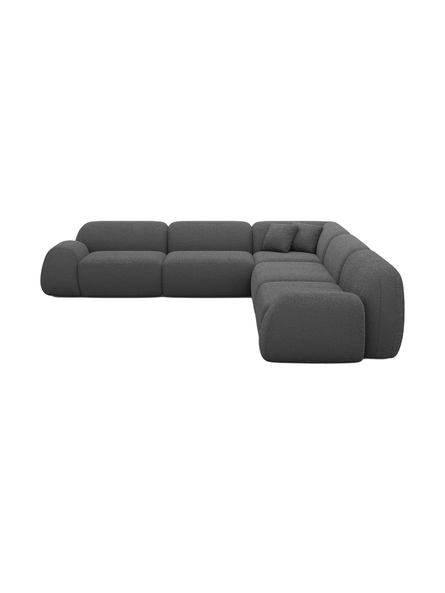 
5-seater designer corner sofa “Lumera” with bouclé upholstery - Bouclé Graphite