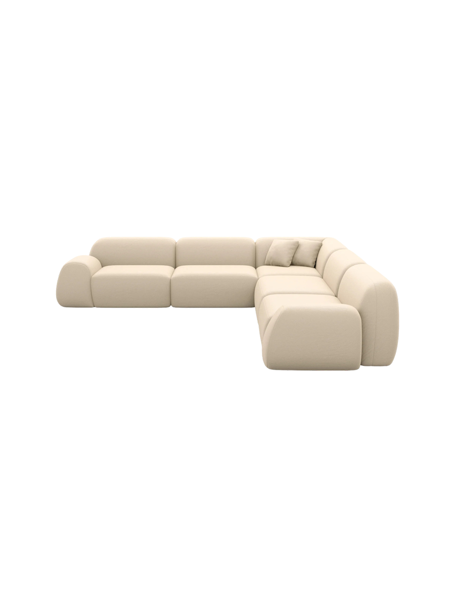 
5-Sitzer Design Echtleder Ecksofa „Lumera“ - Echtleder Beige