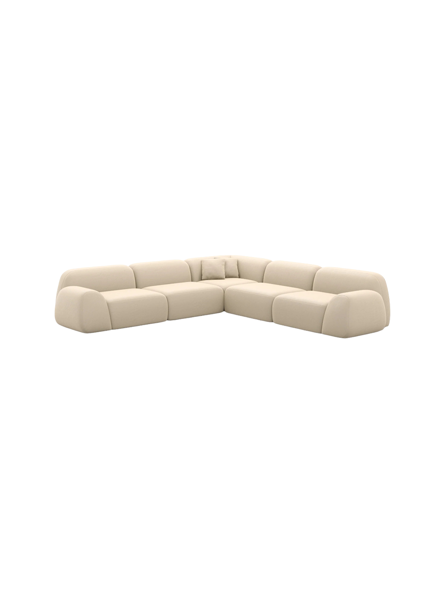 
5-Sitzer Design Echtleder Ecksofa „Lumera“ - Echtleder Beige