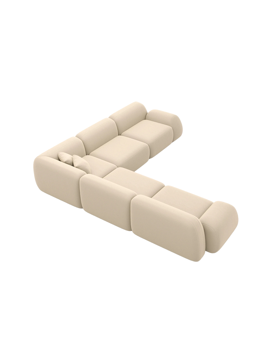 
5-Sitzer Design Echtleder Ecksofa „Lumera“ - Echtleder Beige