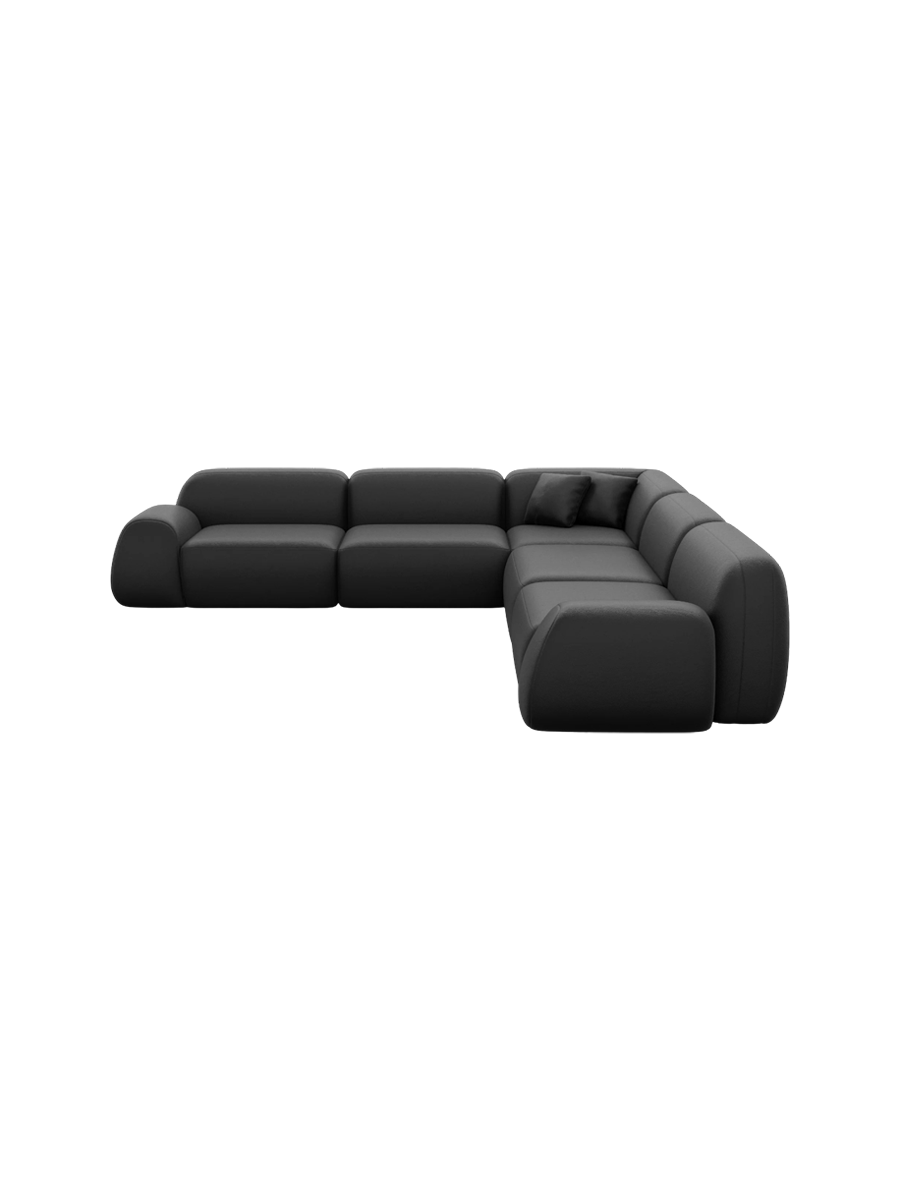 
5-Sitzer Design Echtleder Ecksofa „Lumera“ - Echtleder Beige