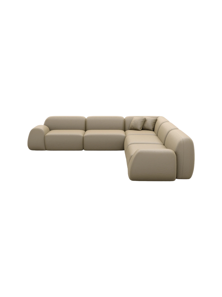 
5-Sitzer Design Echtleder Ecksofa „Lumera“ - Echtleder Beige