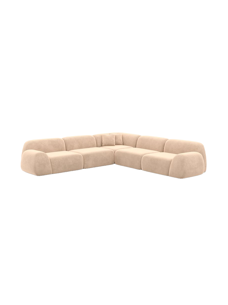 
5-seater designer corner sofa “Lumera” with velvet upholstery - Velvet cover Beige