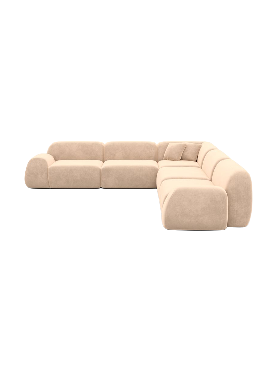 
Canapé d’angle design 5 places « Lumera » avec revêtement en velours - Revêtement en velours Beige