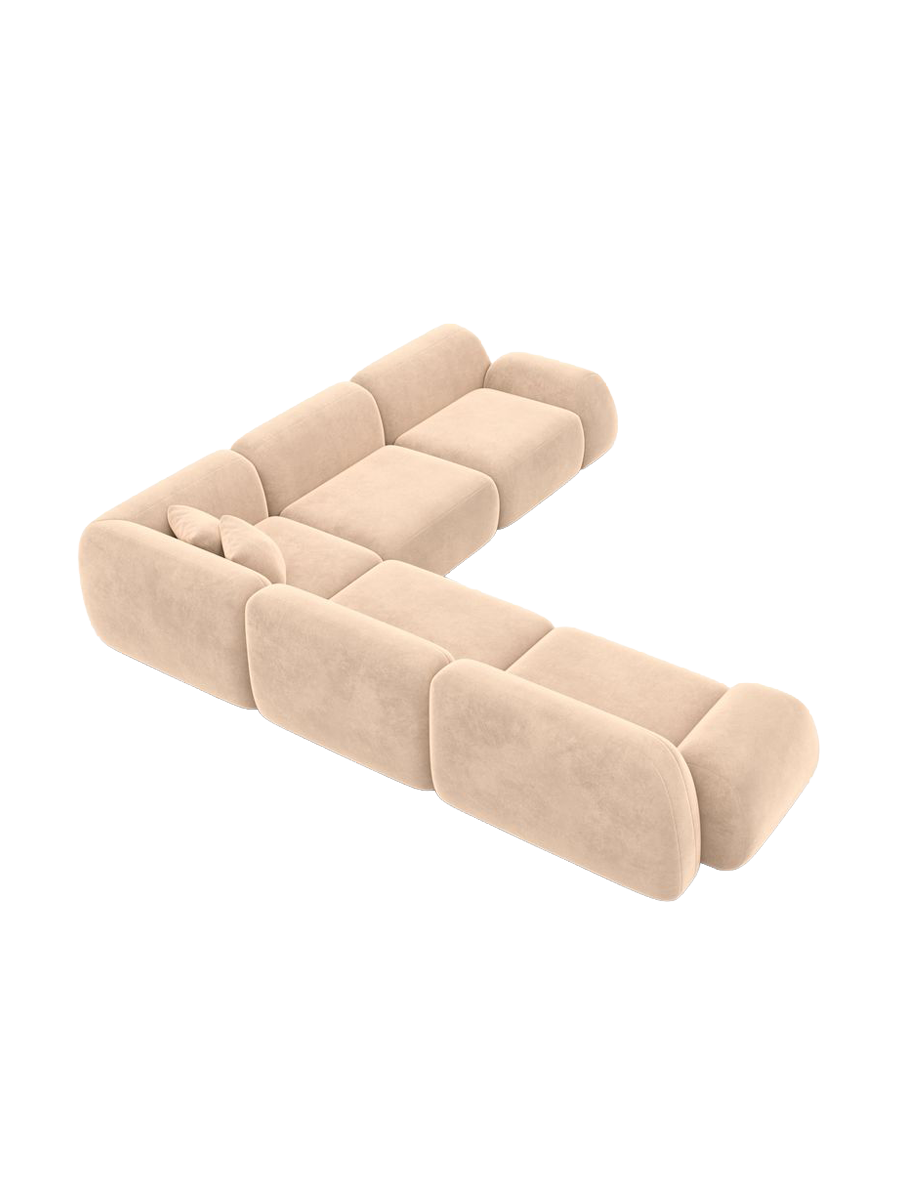 
Canapé d’angle design 5 places « Lumera » avec revêtement en velours - Revêtement en velours Beige