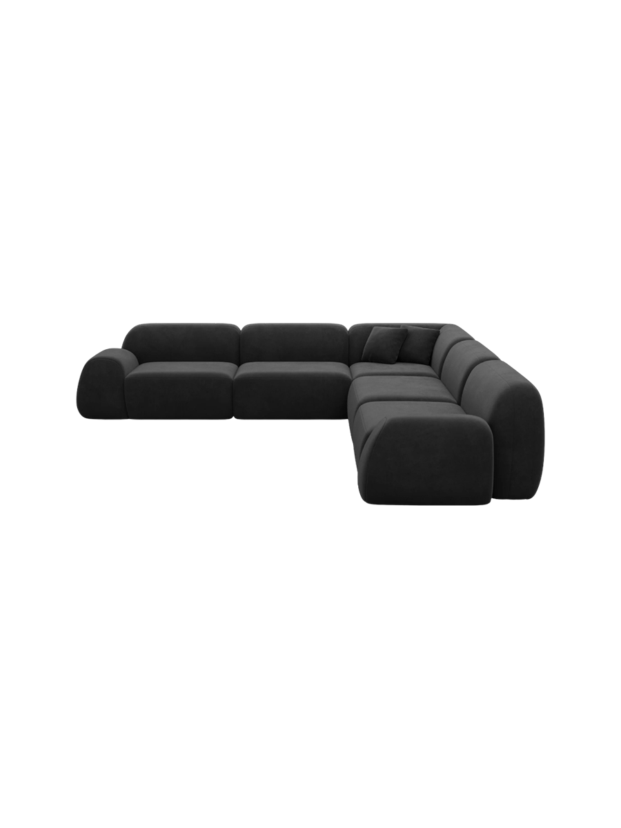 
5-Sitzer Design Ecksofa „Lumera“ mit Samtbezug - Samtbezug Beige