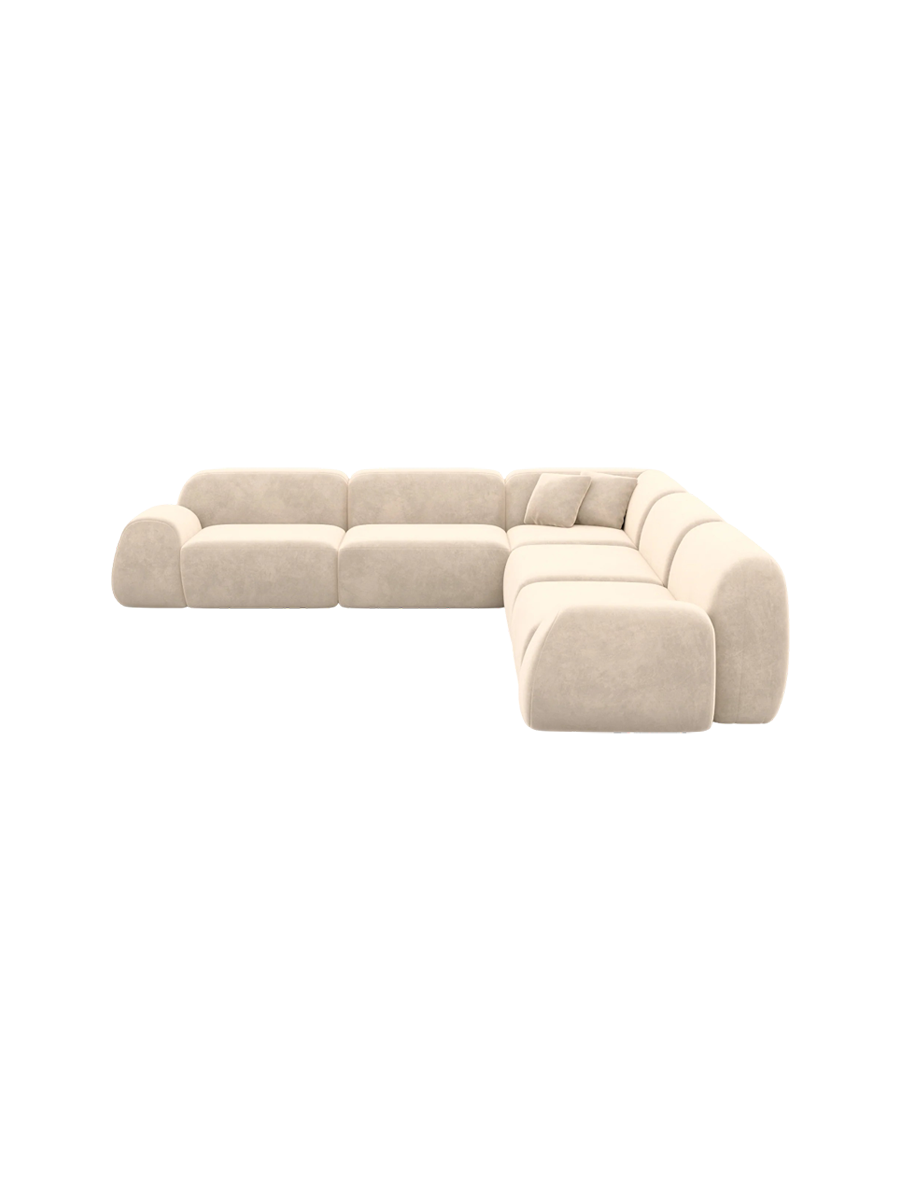 
5-Sitzer Design Ecksofa „Lumera“ mit Samtbezug - Samtbezug Beige