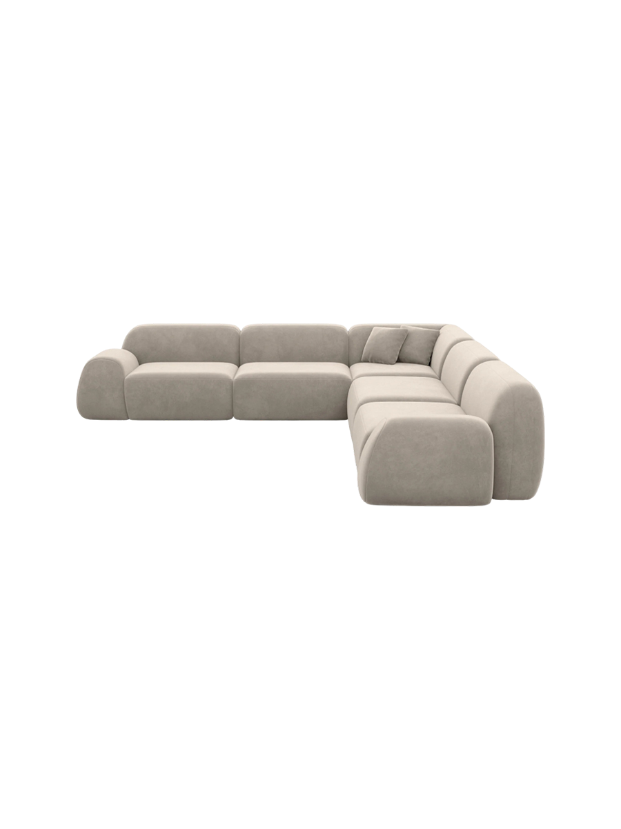 
5-Sitzer Design Ecksofa „Lumera“ mit Samtbezug - Samtbezug Beige
