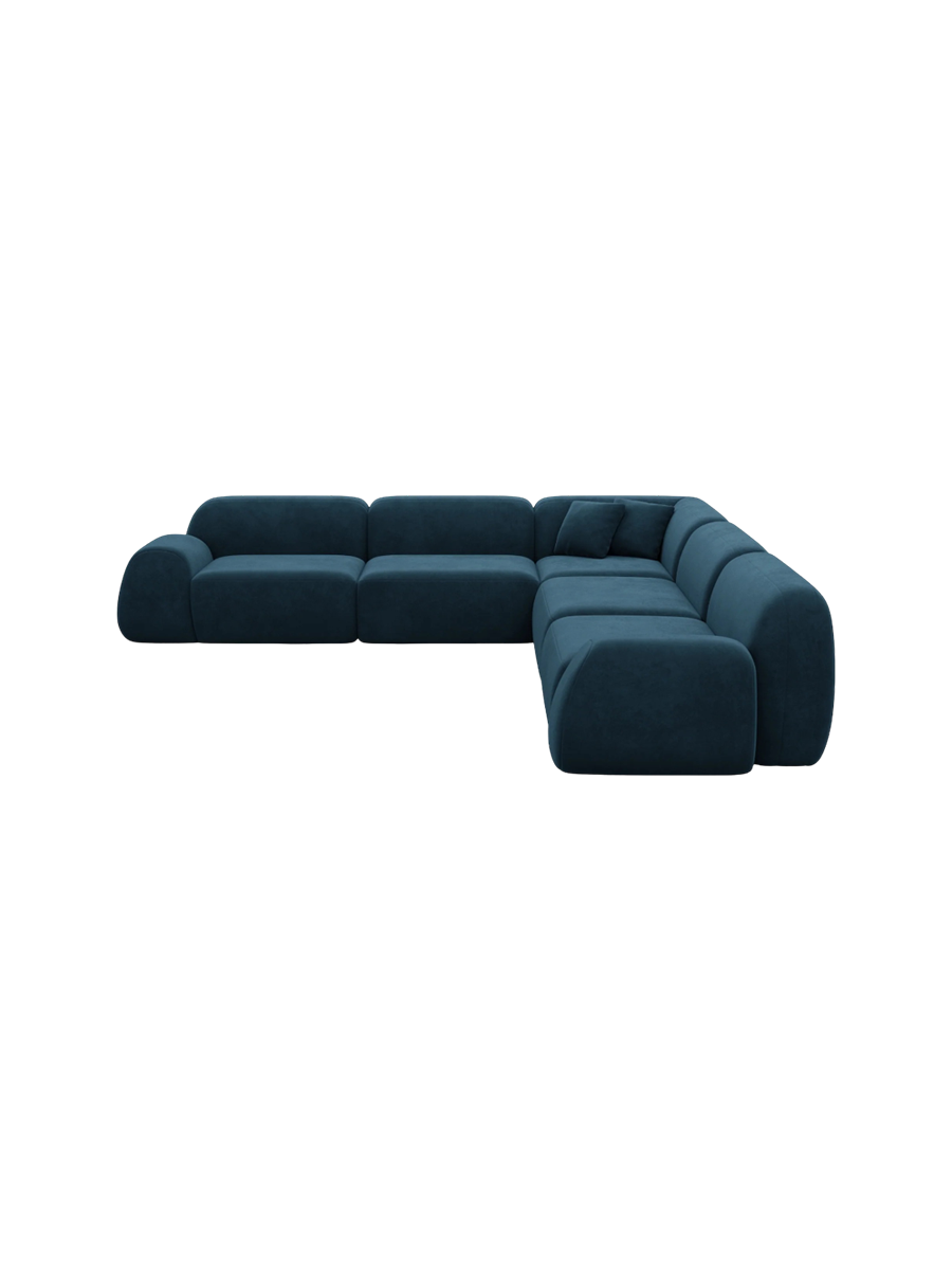 
5-Sitzer Design Ecksofa „Lumera“ mit Samtbezug - Samtbezug Beige