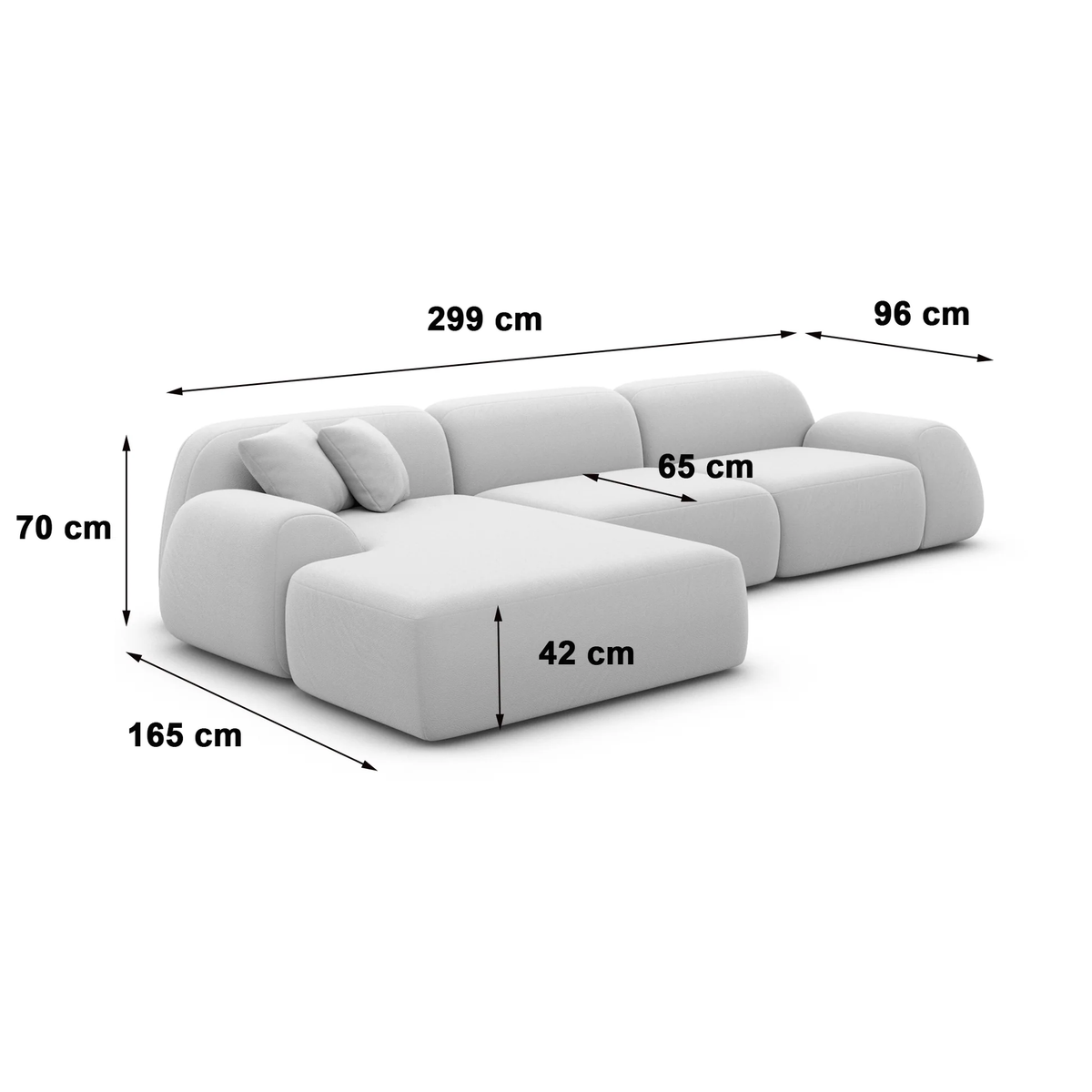 
4-seater designer corner sofa “Lumera” with bouclé upholstery - Bouclé Graphite / Left corner section