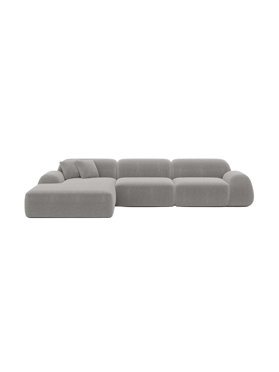 
4-seater designer corner sofa “Lumera”, corduroy - Dark blue corduroy / Left corner section