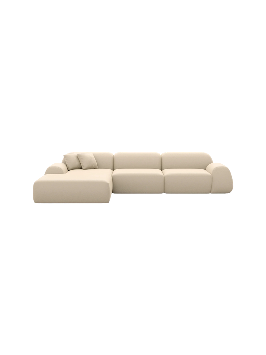 
4-Sitzer Design Echtleder Ecksofa „Lumera“ - Echtleder Beige / Eckteil links