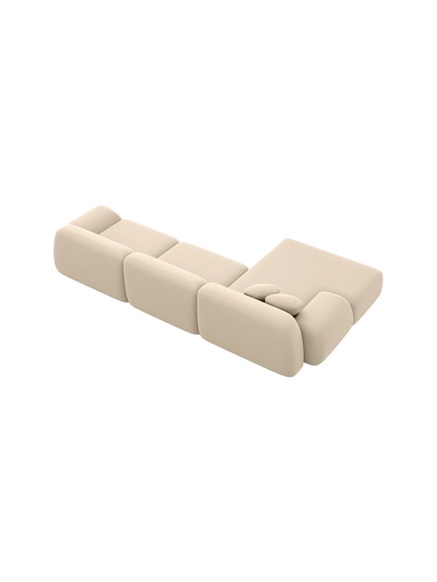 
4-Sitzer Design Echtleder Ecksofa „Lumera“ - Echtleder Beige / Eckteil links