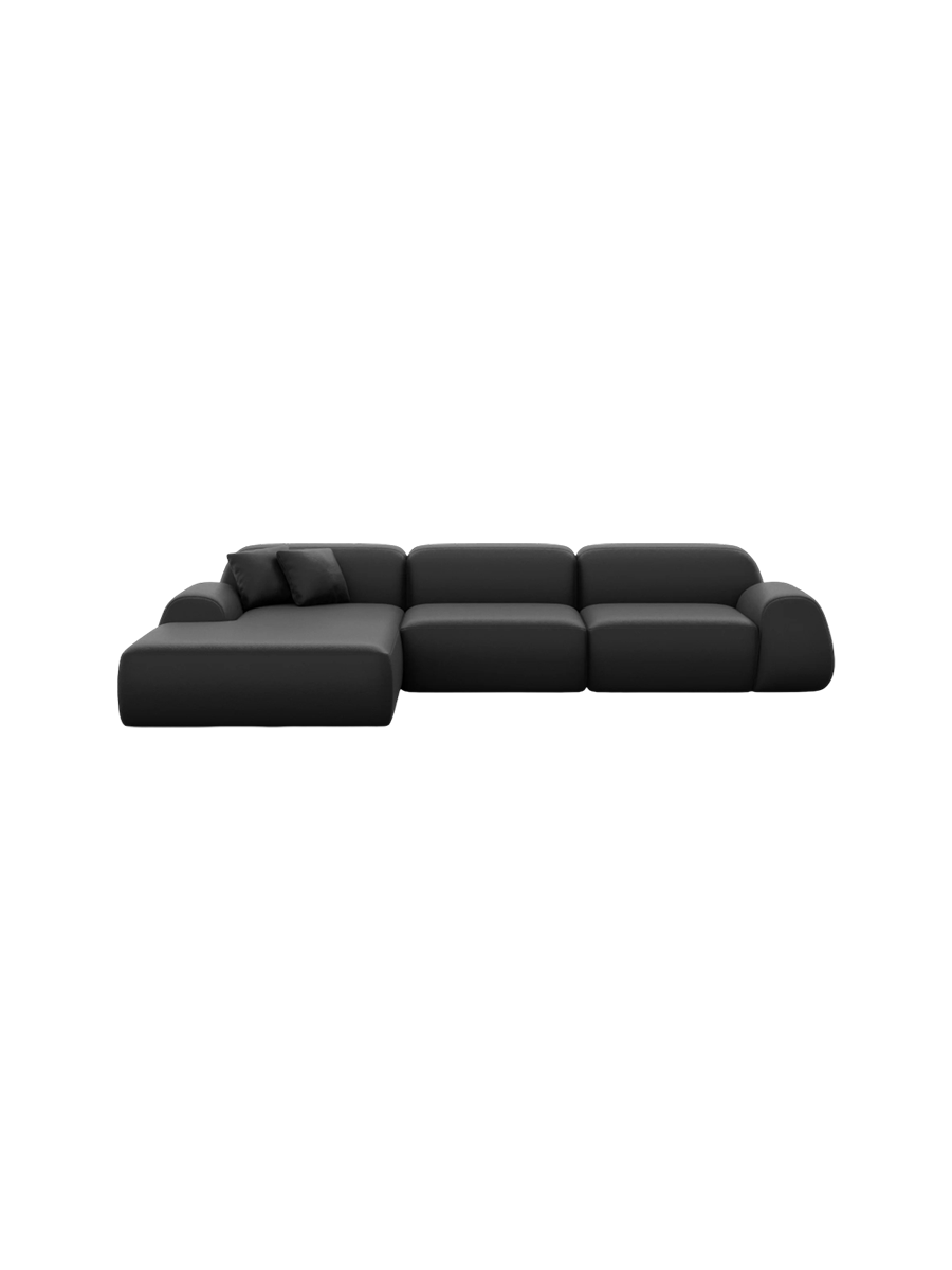 
4-Sitzer Design Echtleder Ecksofa „Lumera“ - Echtleder Beige / Eckteil links