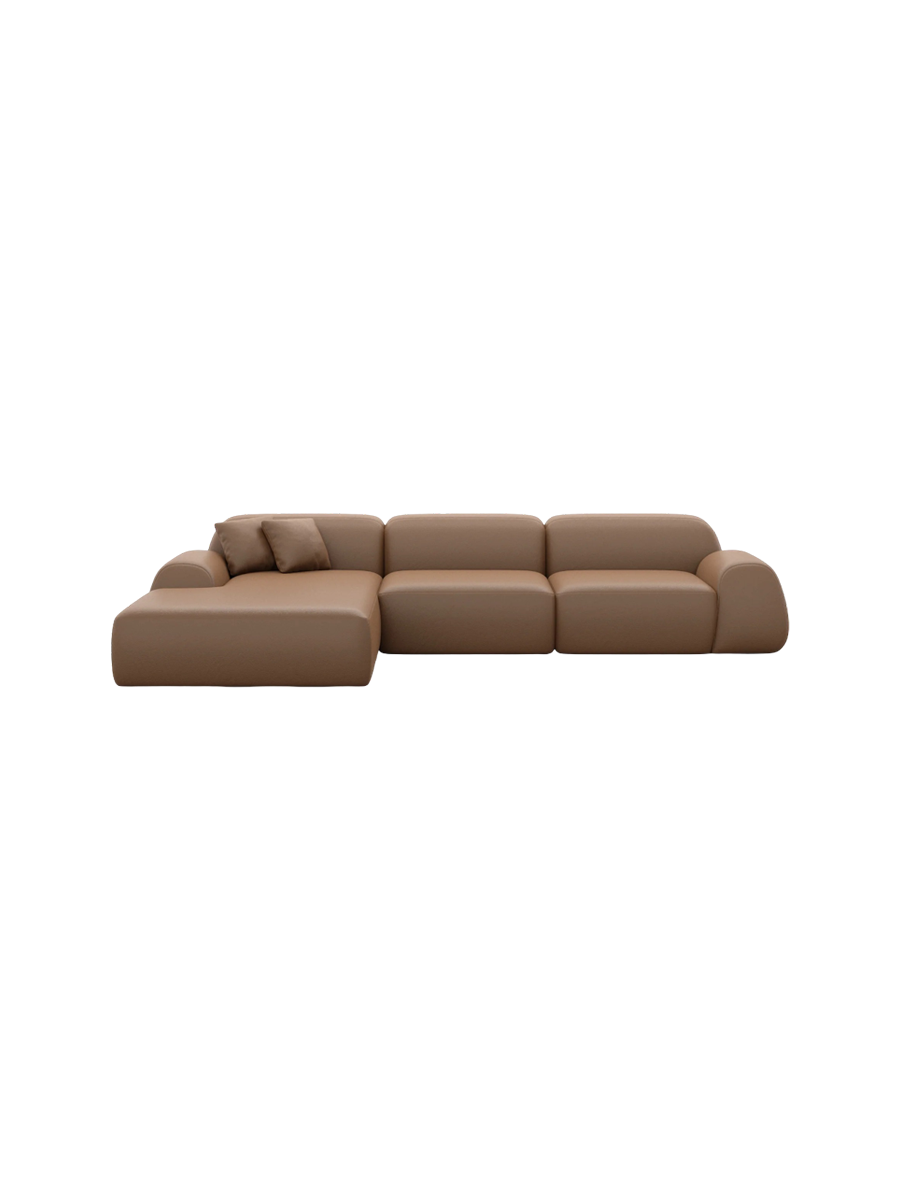 
4-Sitzer Design Echtleder Ecksofa „Lumera“ - Echtleder Beige / Eckteil links