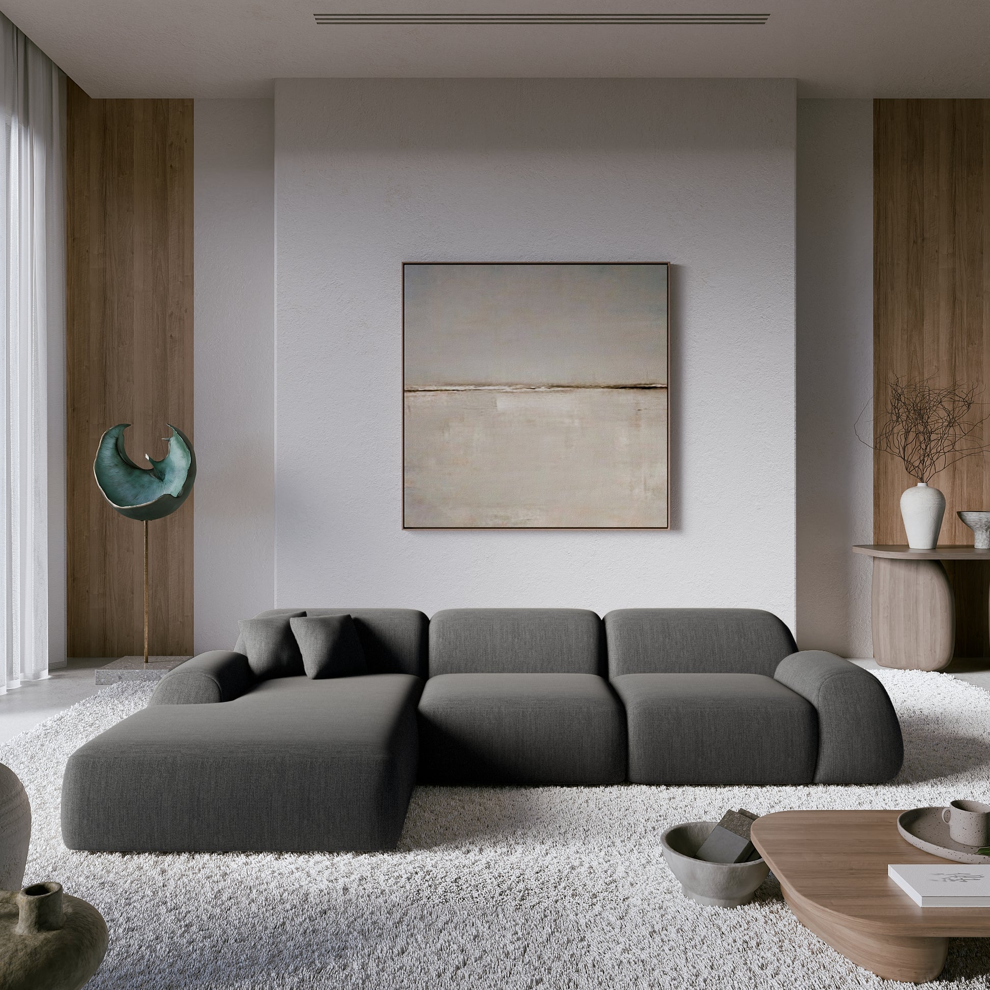 
4-Sitzer Design Ecksofa „Lumera“ mit Strukturstoff-Bezug - Strukturstoff Anthrazit / Eckteil links