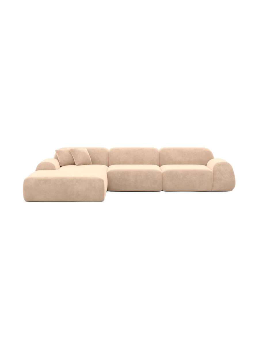 
4-seater designer corner sofa “Lumera” with velvet upholstery - Velvet cover Beige / Left corner section