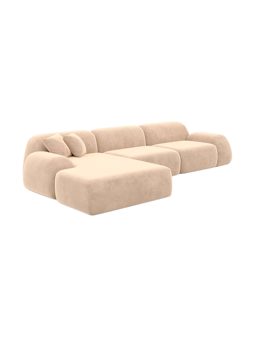 
4-seater designer corner sofa “Lumera” with velvet upholstery - Velvet cover Beige / Left corner section