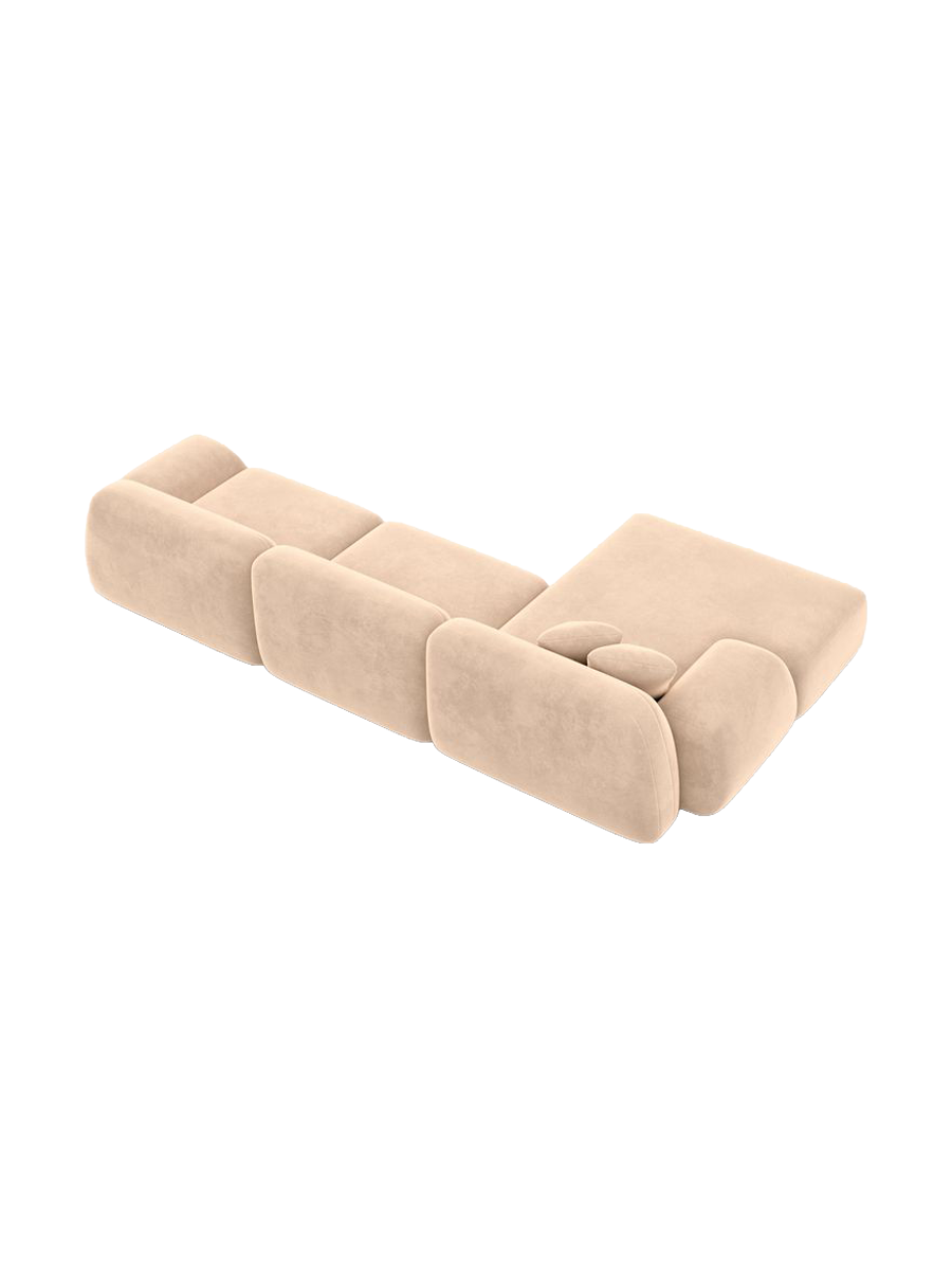 
Canapé d’angle design 4 places « Lumera » avec revêtement en velours - Revêtement en velours Beige / Élément d’angle gauche