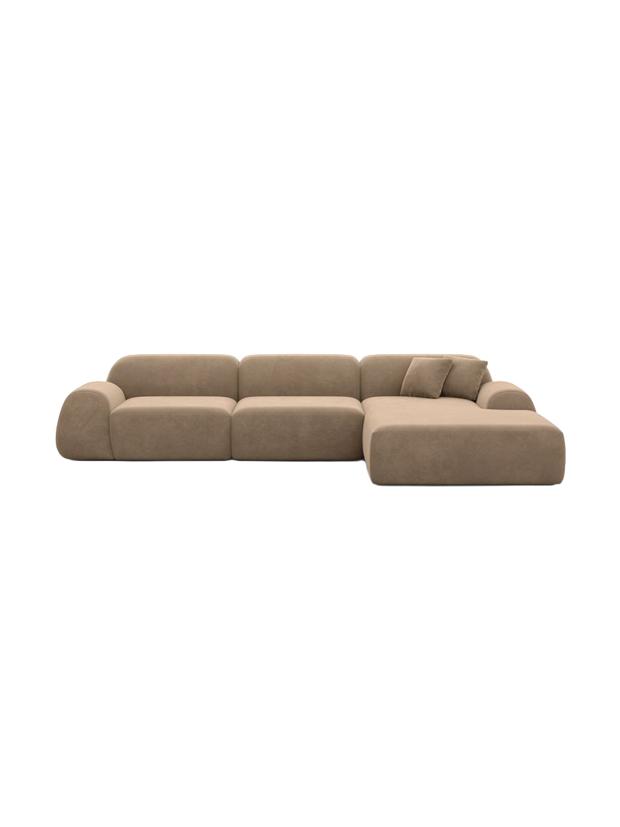 
Canapé d’angle design 4 places « Lumera » avec revêtement en velours - Revêtement en velours Beige / Élément d’angle gauche