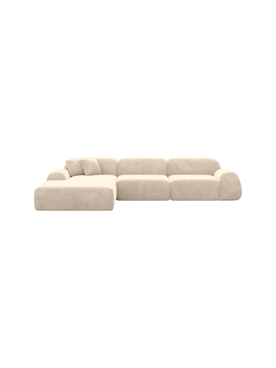 
4-Sitzer Design Ecksofa „Lumera“ mit Samtbezug - Samtbezug Beige / Eckteil links