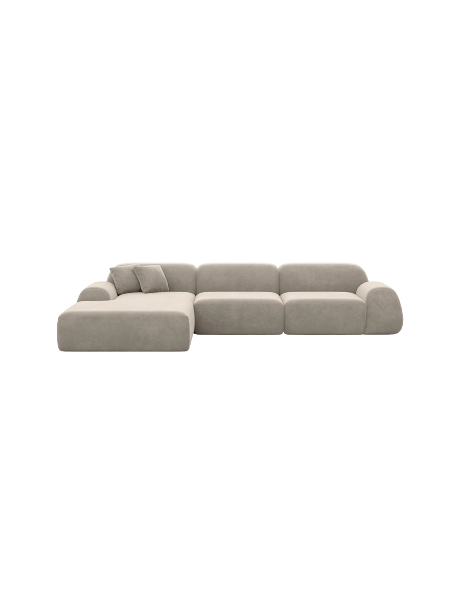
4-Sitzer Design Ecksofa „Lumera“ mit Samtbezug - Samtbezug Beige / Eckteil links