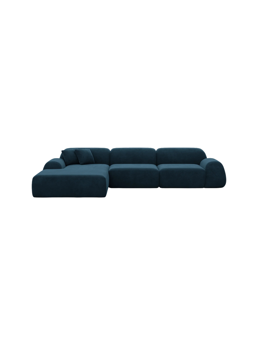 
4-Sitzer Design Ecksofa „Lumera“ mit Samtbezug - Samtbezug Beige / Eckteil links