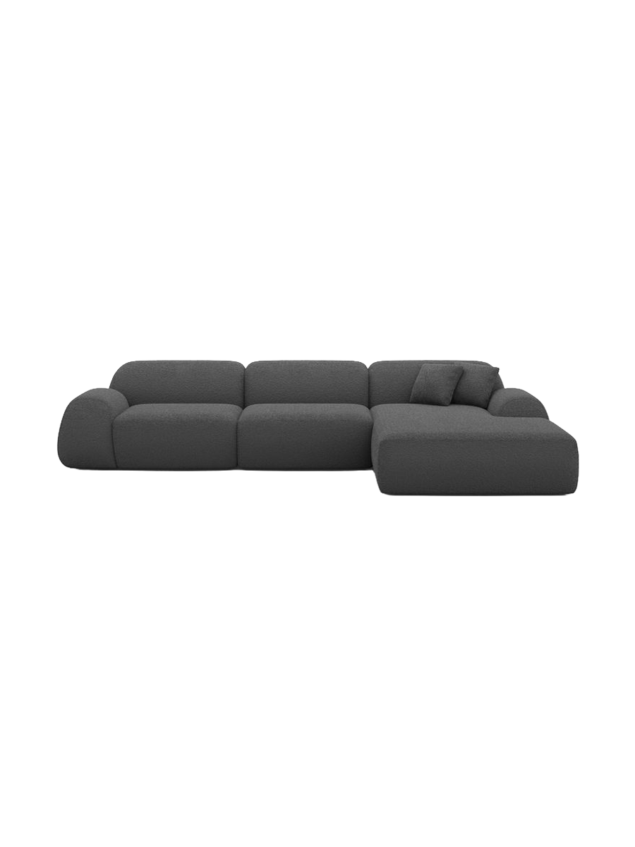 
4-seater designer corner sofa “Lumera” with bouclé upholstery - Bouclé Graphite / Left corner section