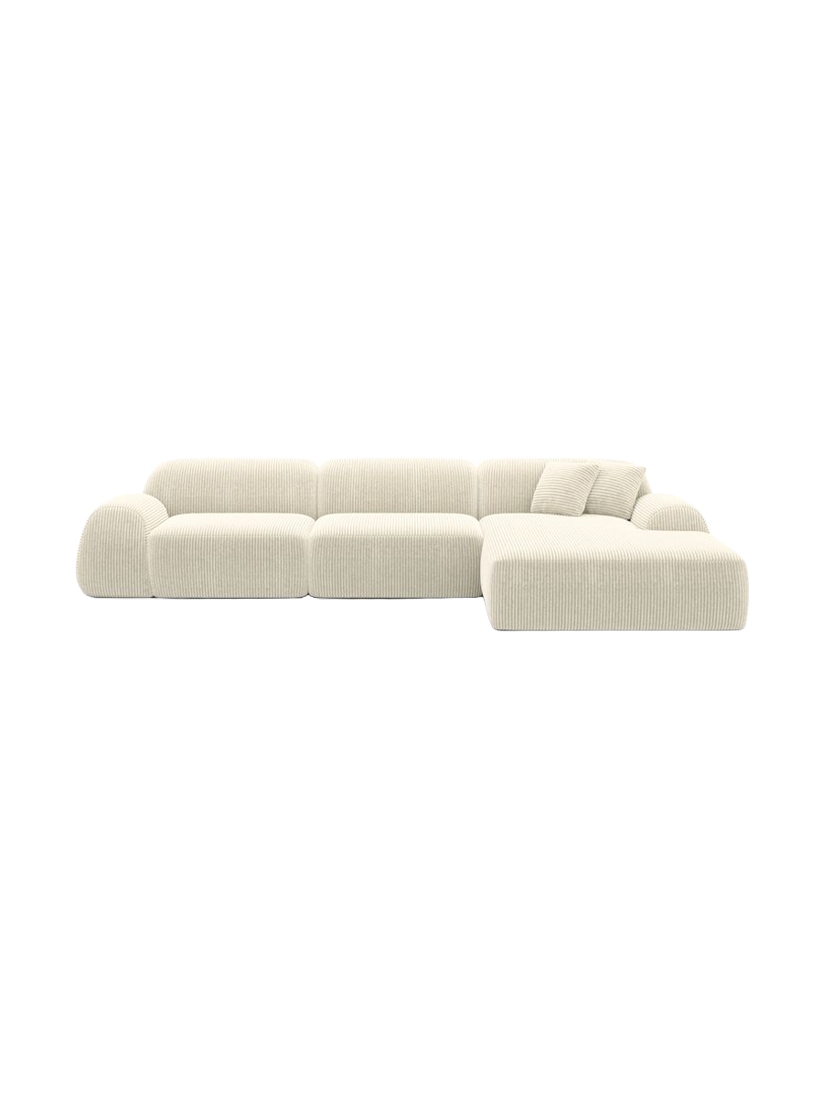 
4-seater designer corner sofa “Lumera”, corduroy - Dark blue corduroy / Left corner section