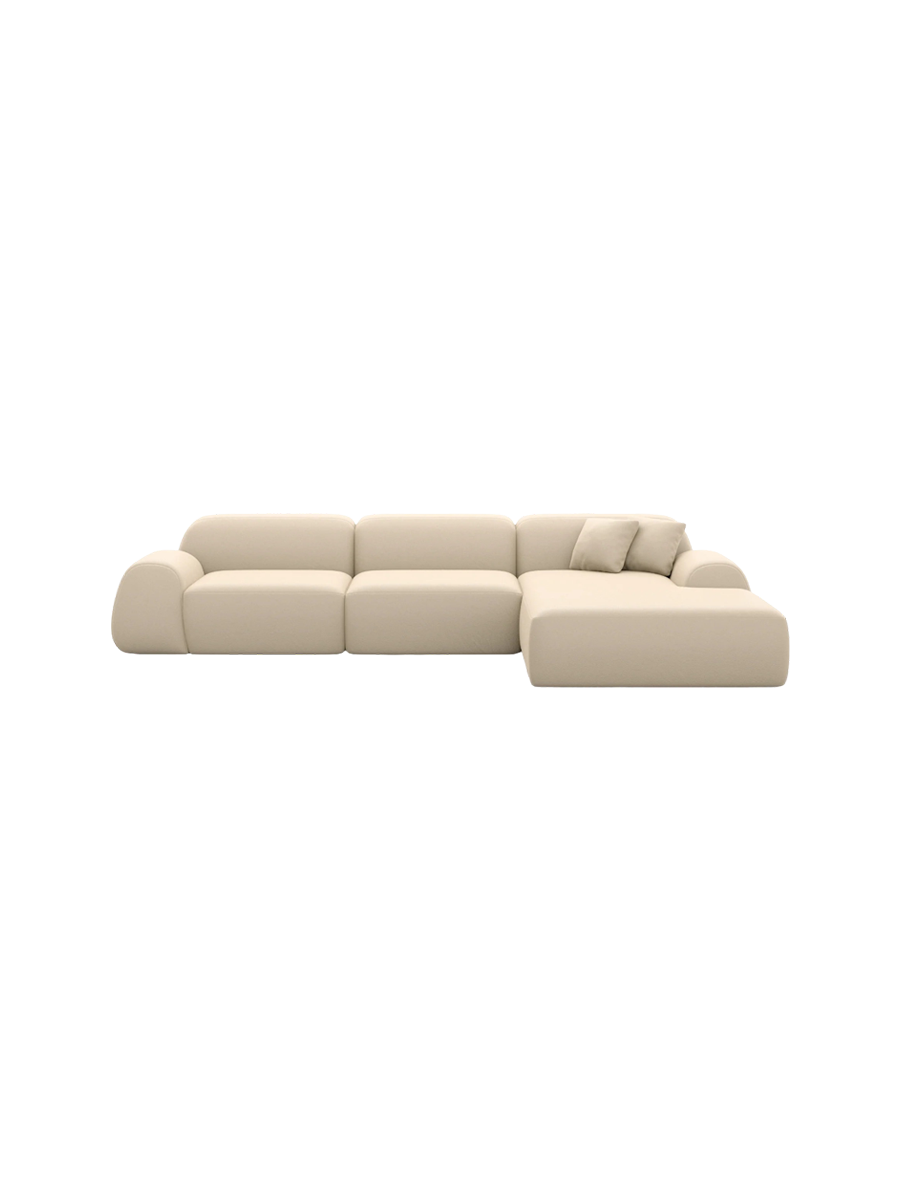 
4-Sitzer Design Echtleder Ecksofa „Lumera“ - Echtleder Beige / Eckteil links
