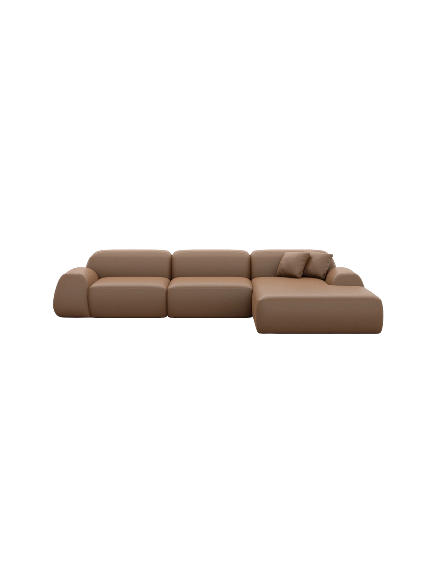 
4-Sitzer Design Echtleder Ecksofa „Lumera“ - Echtleder Beige / Eckteil links