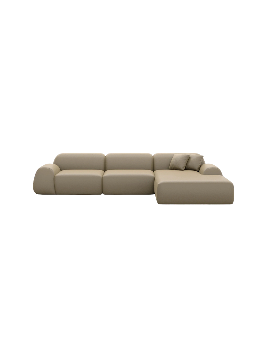 
4-Sitzer Design Echtleder Ecksofa „Lumera“ - Echtleder Beige / Eckteil links