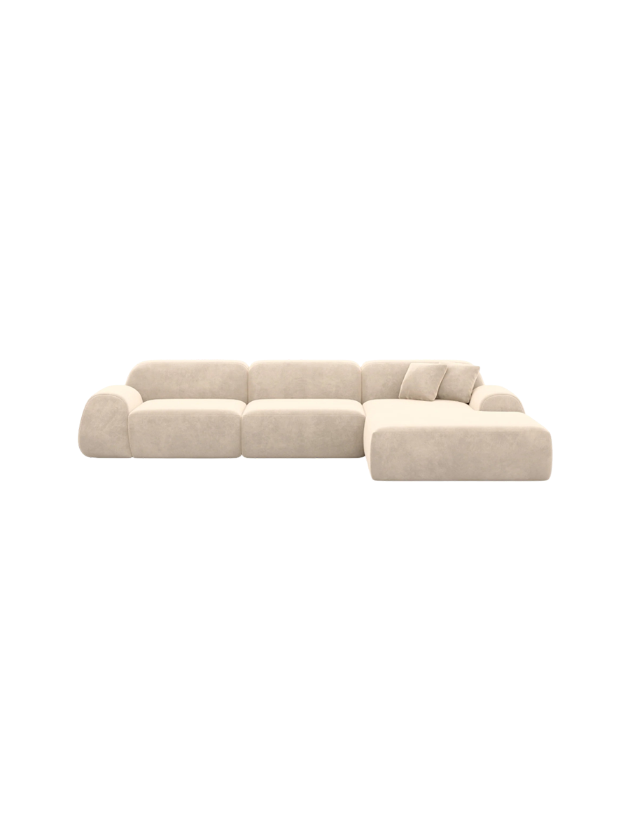 
4-Sitzer Design Ecksofa „Lumera“ mit Samtbezug - Samtbezug Beige / Eckteil links
