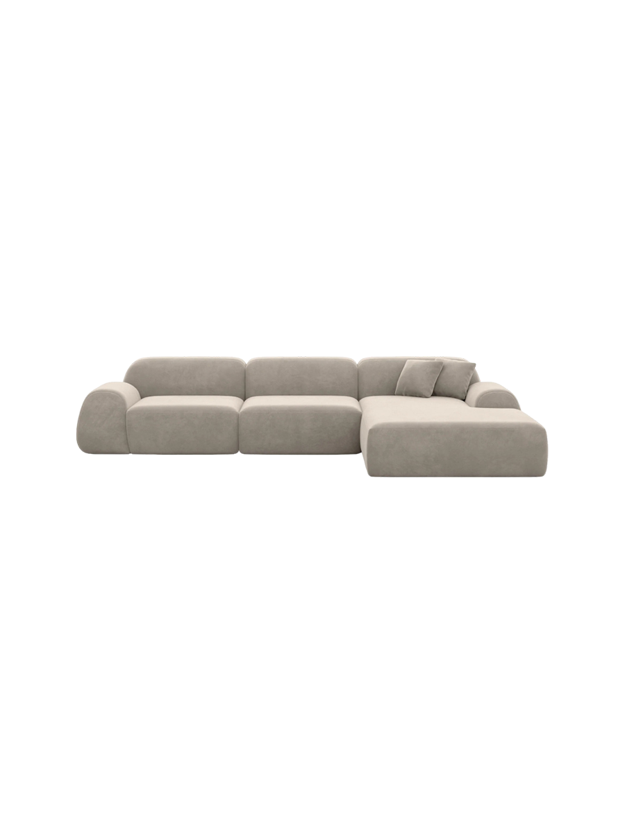 
4-Sitzer Design Ecksofa „Lumera“ mit Samtbezug - Samtbezug Beige / Eckteil links