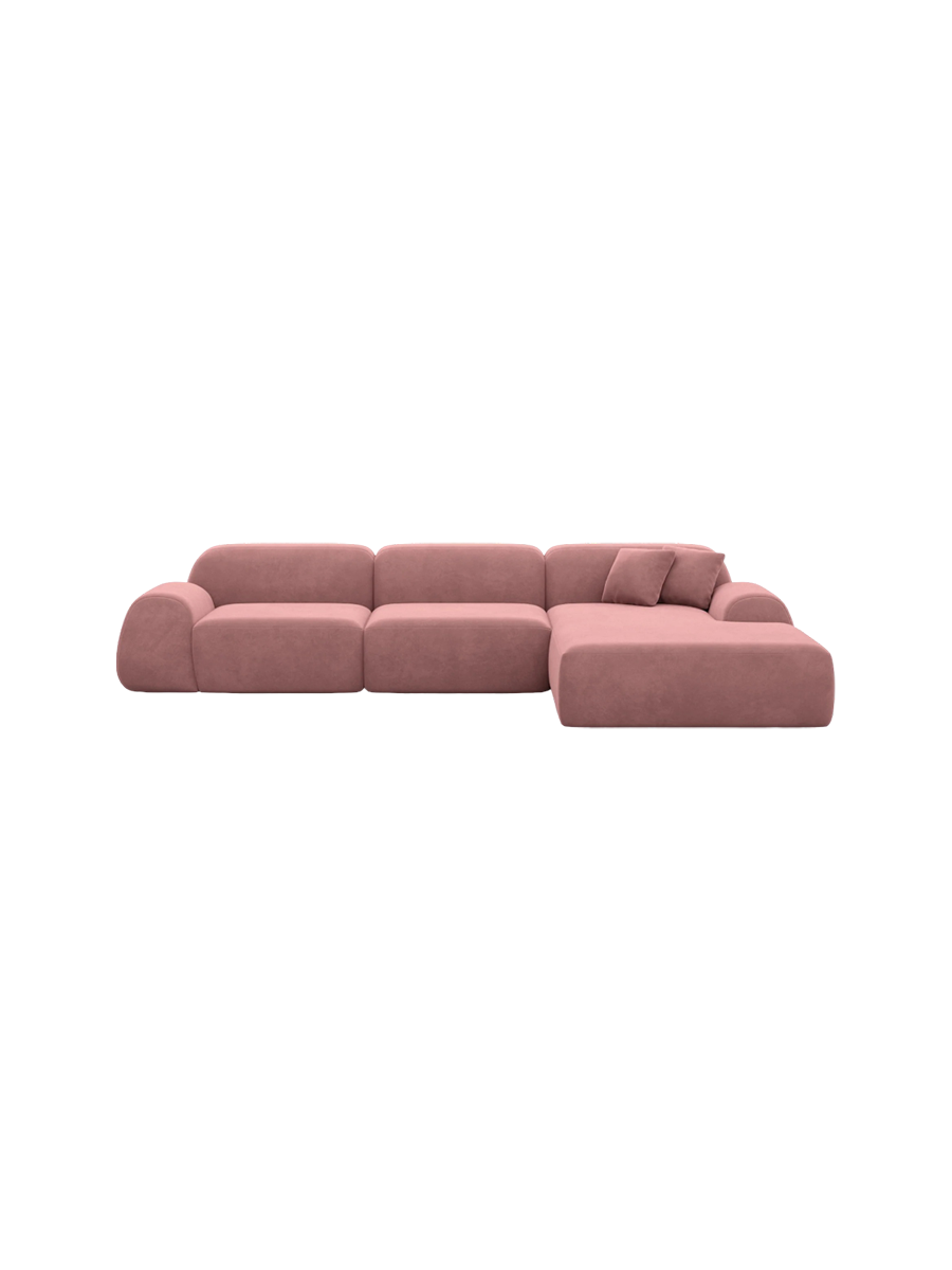 
4-Sitzer Design Ecksofa „Lumera“ mit Samtbezug - Samtbezug Beige / Eckteil links